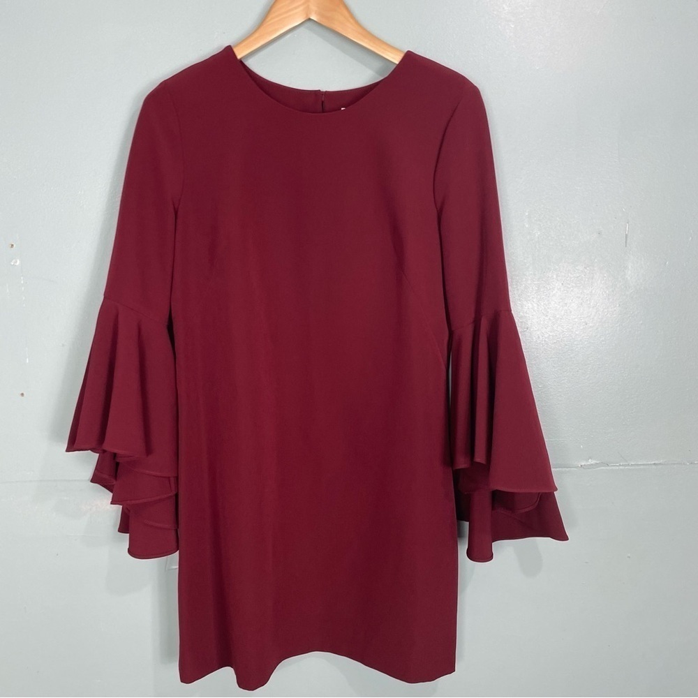 Milly Bell‎ Sleeve Dress Wine Burgundy Mini Sz 8